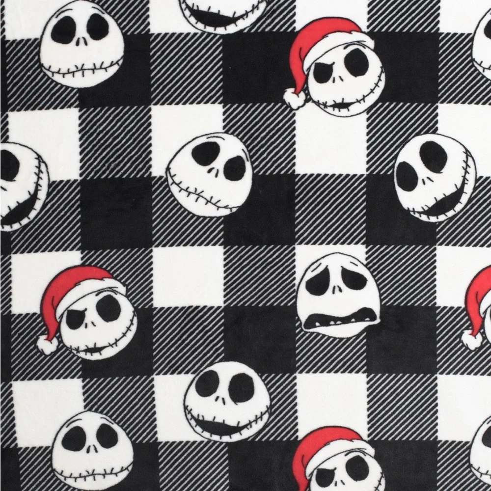 Nightmare Before Christmas Santa Jack Checkered Plush Throw Blanket